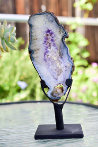 Thumbnail for Whyte Quartz - Amethyst Slice on Metal Display Stand -