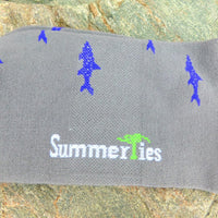 Thumbnail for Summer Ties - Shark Socks - Men's Mid Calf - Purple on Gray - 1 COLOR -