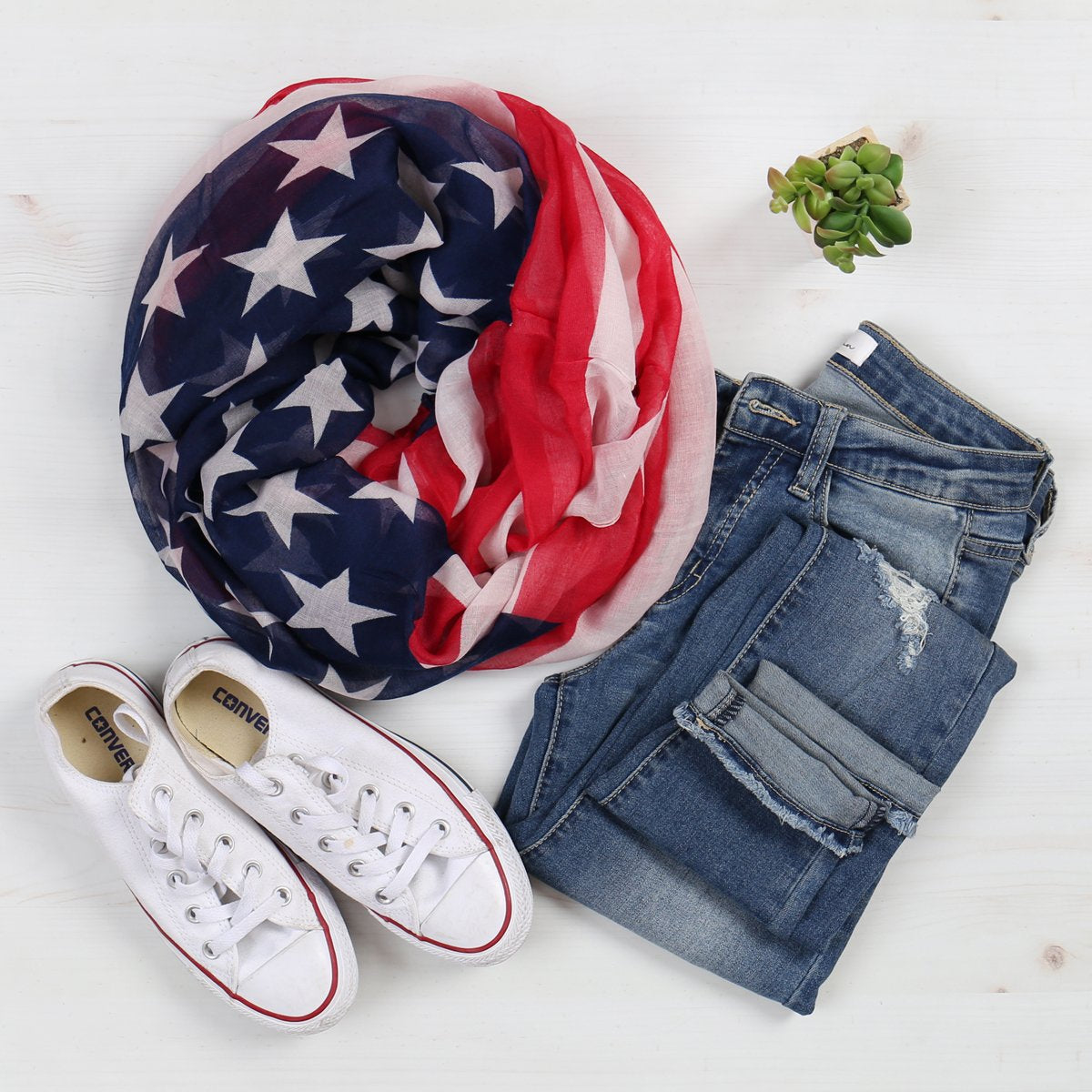 Riah Fashion - American Flag Infinity Scarf - 1 COLOR -