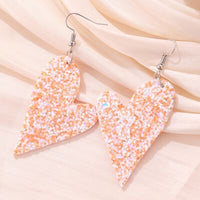 Thumbnail for Faux Leather Iron Hook Sequin Heart Earrings - T - 1 COLOR -