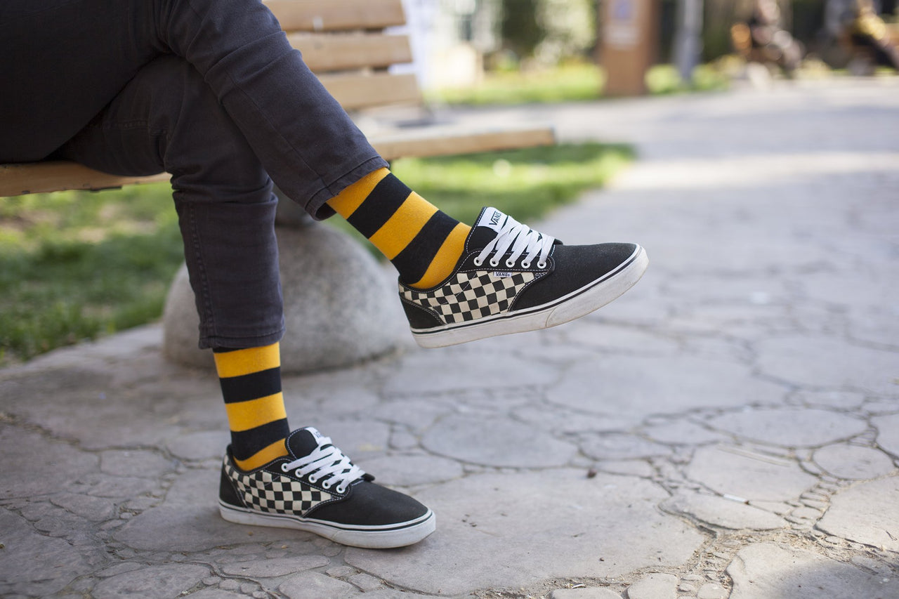 Men's Black Flame Stripe Socks - 1 COLOR -