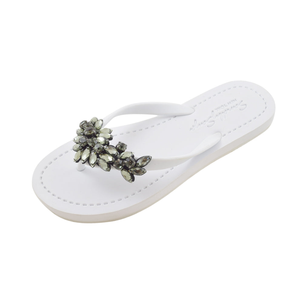 SAND BY SAYA N.Y. - Manhattan Black - Rhinestone Flat Flip Flops Sandal - 5 COLORS -