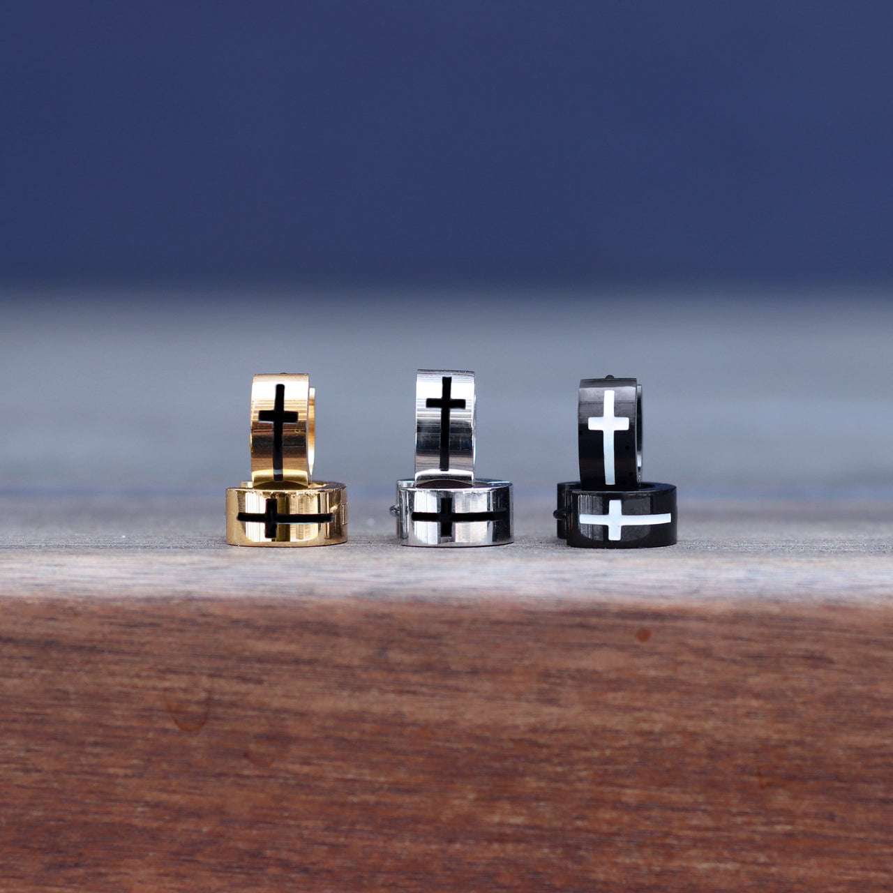 Mister - Cross Huggie Earring - SINGLE OR PAIR - 3 COLORS -