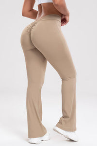 Thumbnail for Ruched High Waist Bootcut Active Pants - T - 7 COLORS -