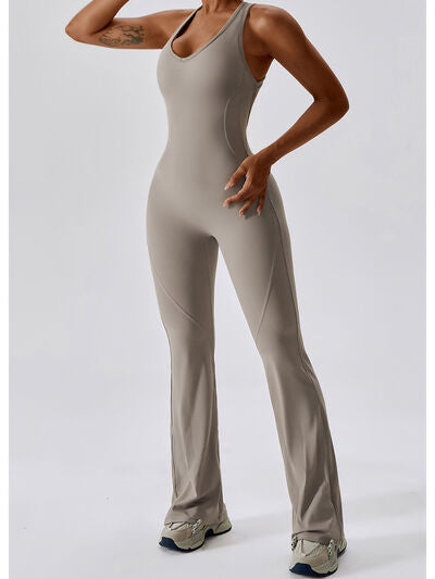 Cutout Wide Strap Bootcut Active Jumpsuit - T - 5 COLORS -