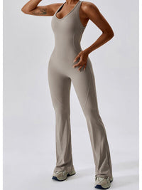 Thumbnail for Cutout Wide Strap Bootcut Active Jumpsuit - T - 5 COLORS -