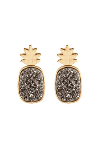 Thumbnail for Metal Druzy Pineapple Post Earrings - 5 COLORS -