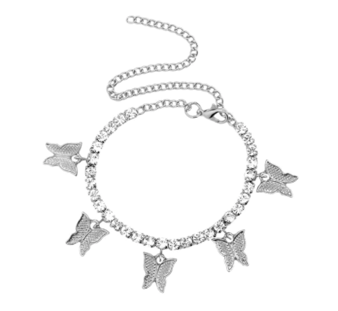 Kaura Butterfly Anklet - Silver - 1 FINISH -