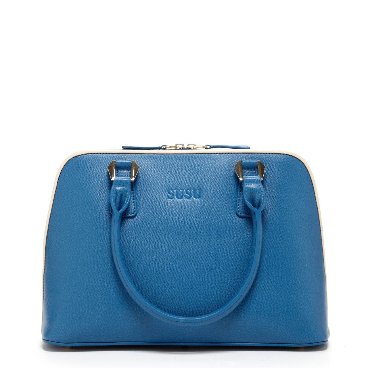 Melissa Blue Saffiano Leather Satchel Bag -