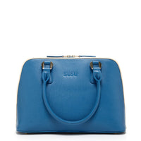 Thumbnail for Melissa Blue Saffiano Leather Satchel Bag -