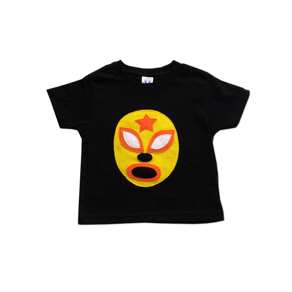 mi cielo - Kid's Cape and Shirt- Luchador Amarillo - Yellow Mexican Wrestler Toddler T-Shirt & Red Cape Combo