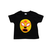 Thumbnail for mi cielo - Kid's Cape and Shirt- Luchador Amarillo - Yellow Mexican Wrestler Toddler T-Shirt & Red Cape Combo