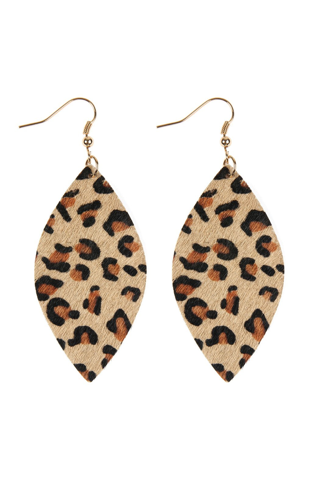 Riah Fashion - Leopard Marquise Leather Hook Earrings - 4 LEOPARD COLORS -