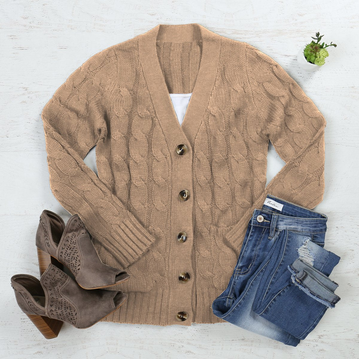 Riah Fashion - Cable Sweater With Pockets - 9 COLORS -