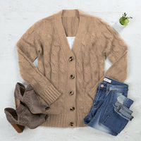 Thumbnail for Riah Fashion - Cable Sweater With Pockets - 9 COLORS -