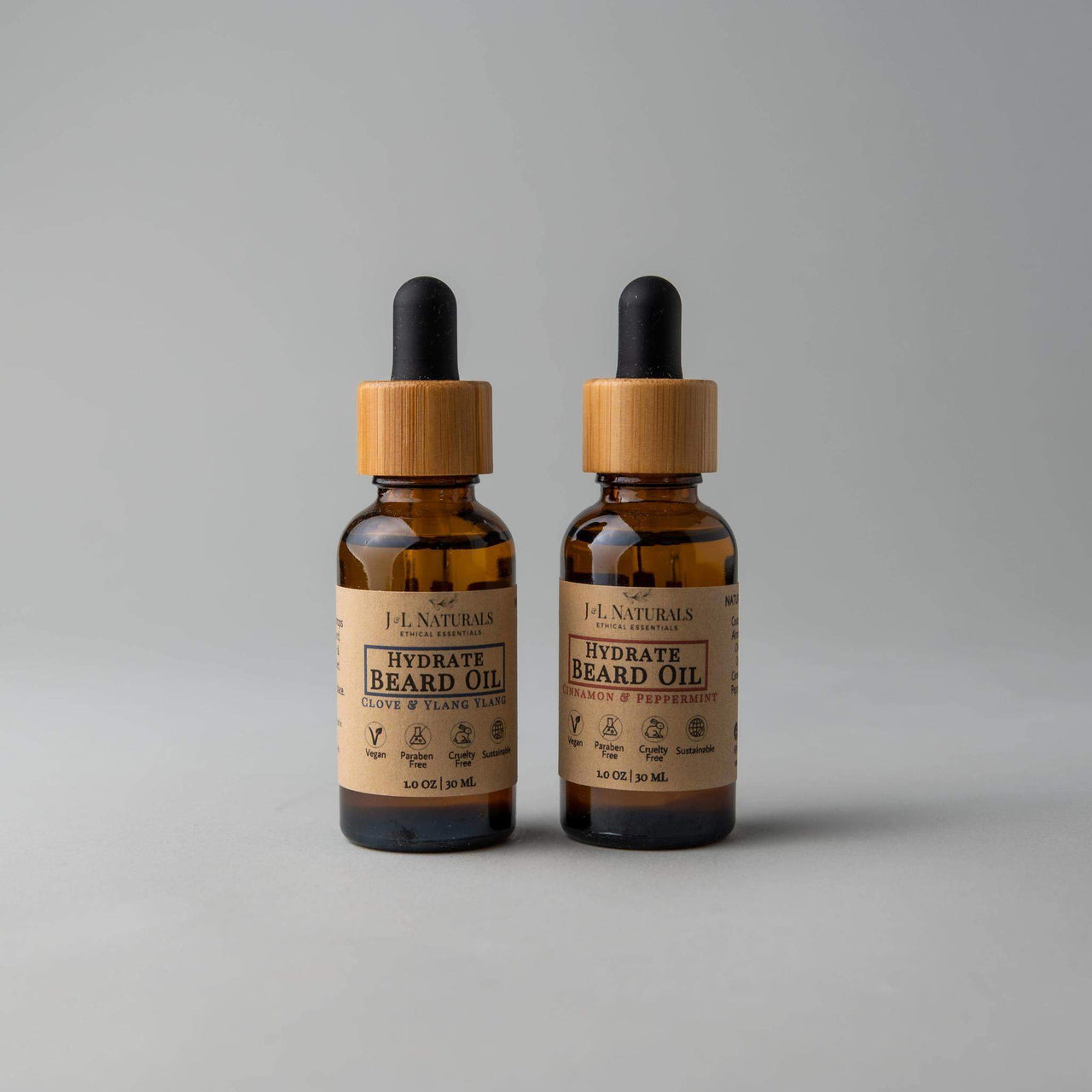 J & L Naturals - Beard Oil (Duo) - 2 PCS. - 3 TYPES - 5 SCENTS -