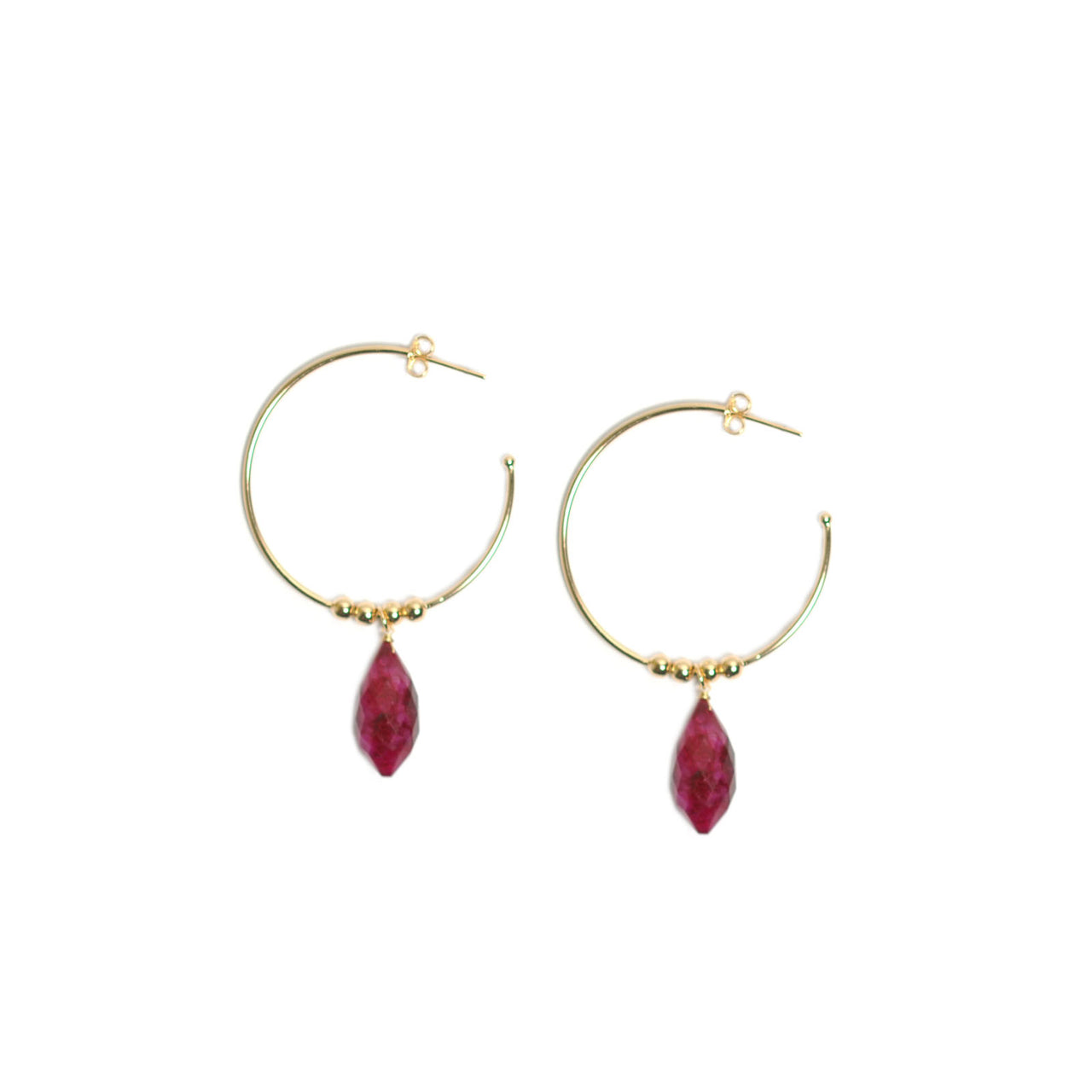 Gena Myint - Ruby Hoop Earrings -