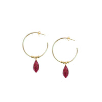 Thumbnail for Gena Myint - Ruby Hoop Earrings -