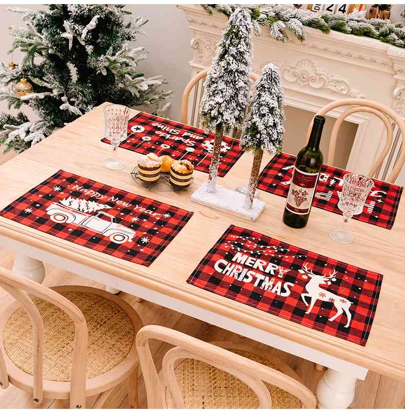 Assorted 2-Piece Plaid Placemats - [5-10 DAY DELIVERY] - [CHOOSE 1 GET 1 RANDOM PICK] - 2 PCS. - T - 6 STYLES -