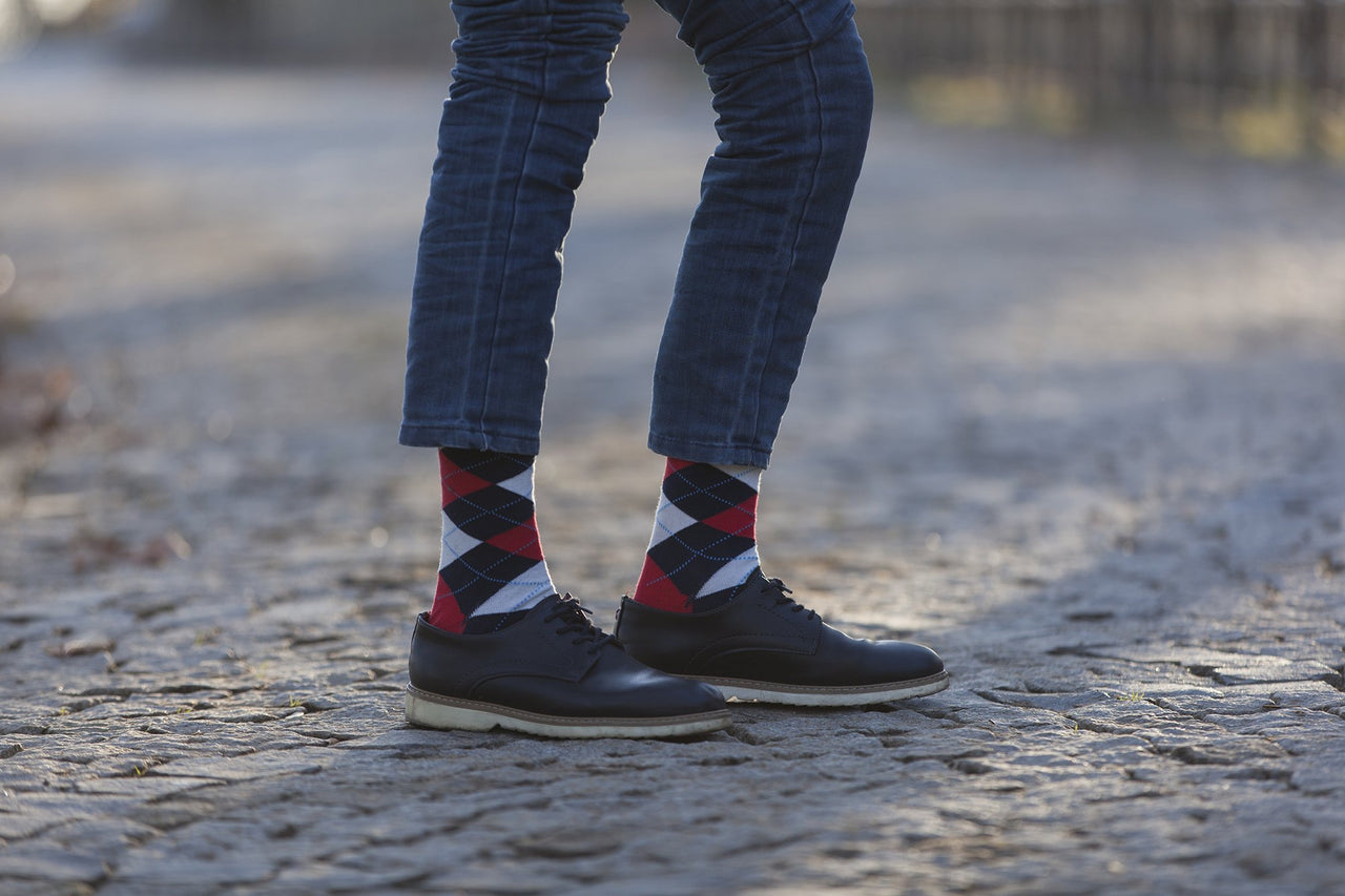 Men's Denim Argyle Socks - 1 COLOR -