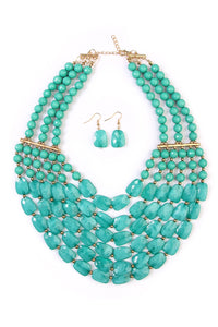 Thumbnail for Riah Fashion - Beaded Statement Necklace & Matching Earring Set - 9 COLORS -