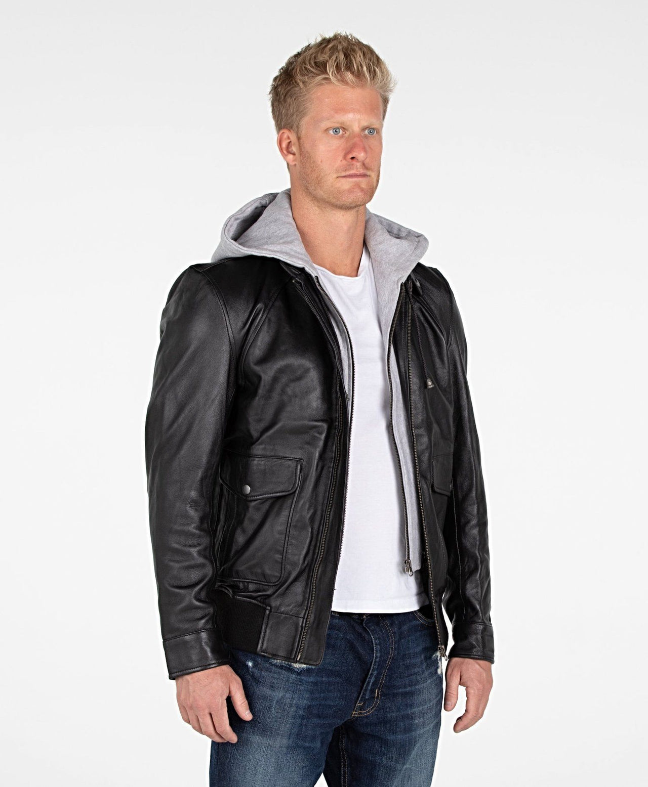 Fadcloset - Men's Lambskin Hooded Leather Bomber Jacket - 1 COLOR -