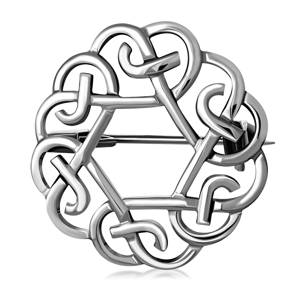 Fine Art Jewelry Co. - Celtic Knot Round 925 Sterling Silver Brooch -