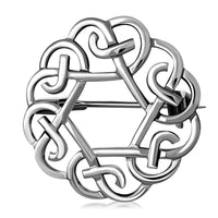 Thumbnail for Fine Art Jewelry Co. - Celtic Knot Round 925 Sterling Silver Brooch -