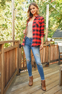 Thumbnail for Riah Fashion - Sherpa Lined Plaid Flannel Top - 5 COLORS -