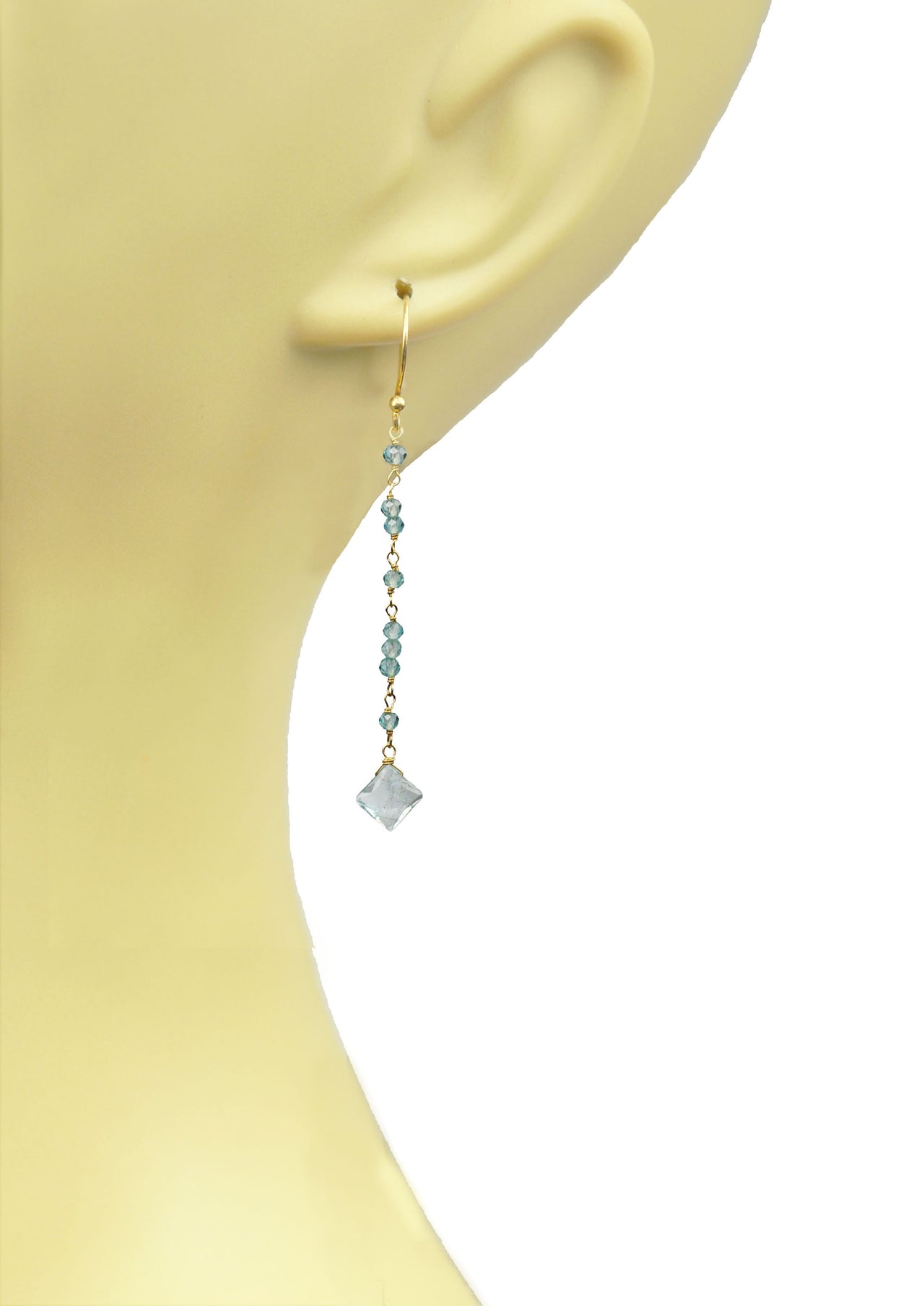 Gena Myint - Aquamarine Linear Vermeil Earrings -