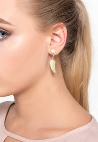 Thumbnail for LATELITA - Angelic Feather Drop Earrings Gold -