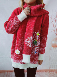 Thumbnail for Christmas Element Round Neck Sweater and Scarf Set - UNI SIZED - 2 PCS. - T - 1 COLOR -