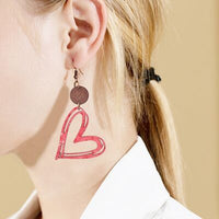 Thumbnail for Cutout Heart Shape Wood Earrings - T - 1 COLOR -