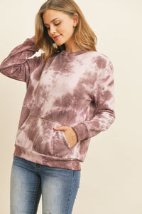 Thumbnail for Riah Fashion - Tie Dye Long Sleeve Round Neck Top - 4 COLORS -