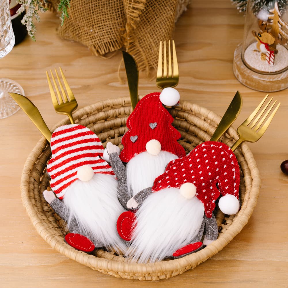 3-Piece Gnome Cutlery Holders - 6.7" - 3 PCS. - [5-10 DAY DELIVERY] - T -