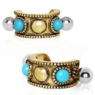 Antique Gold Plated Turquoise Cartilage Cuff Earring -