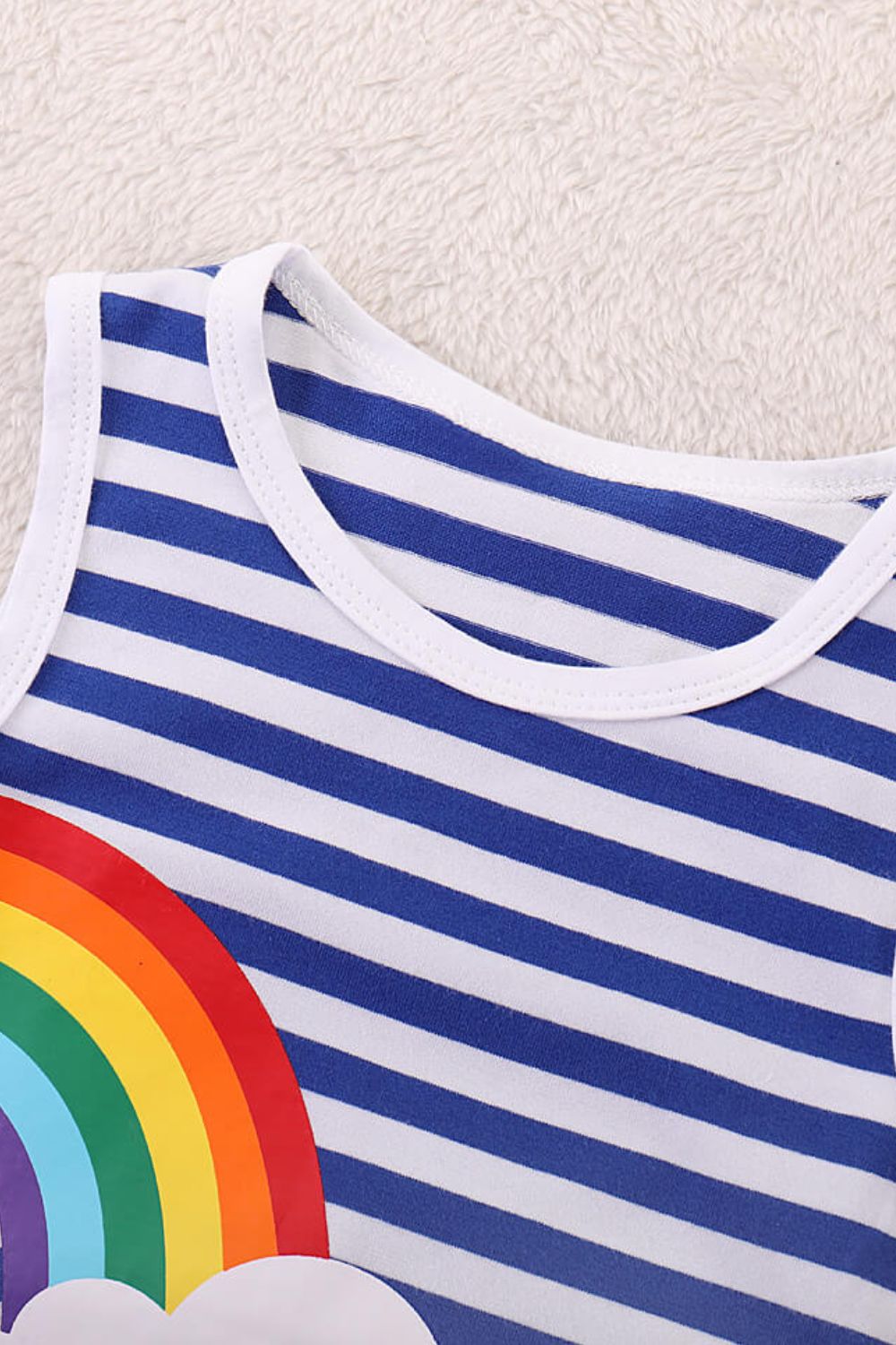 Girls Rainbow Graphic Striped Sleeveless Dress - T - 5 SIZES - 2 RAINBOW DIRECTIONS -