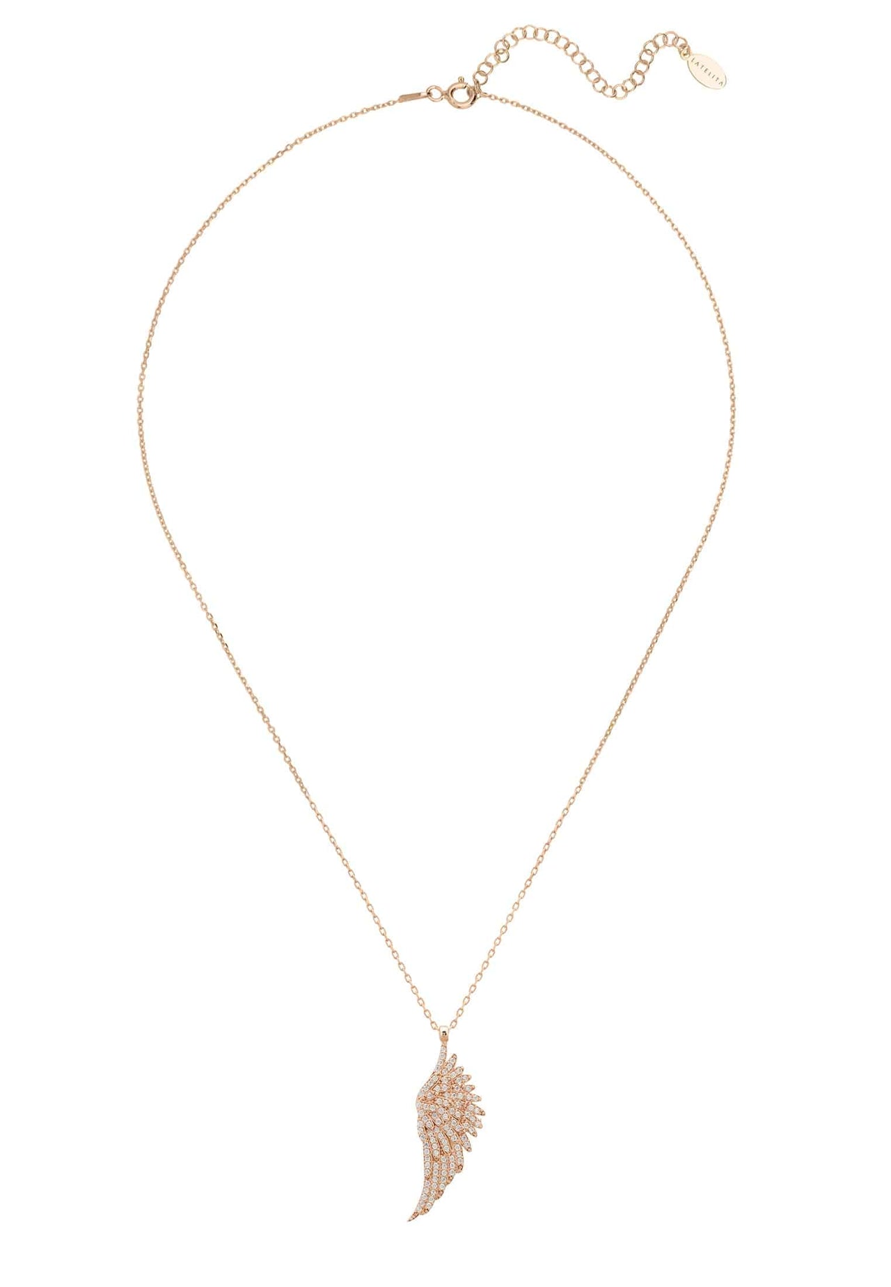 LATELITA - Large Angel Wing Necklace Rosegold -