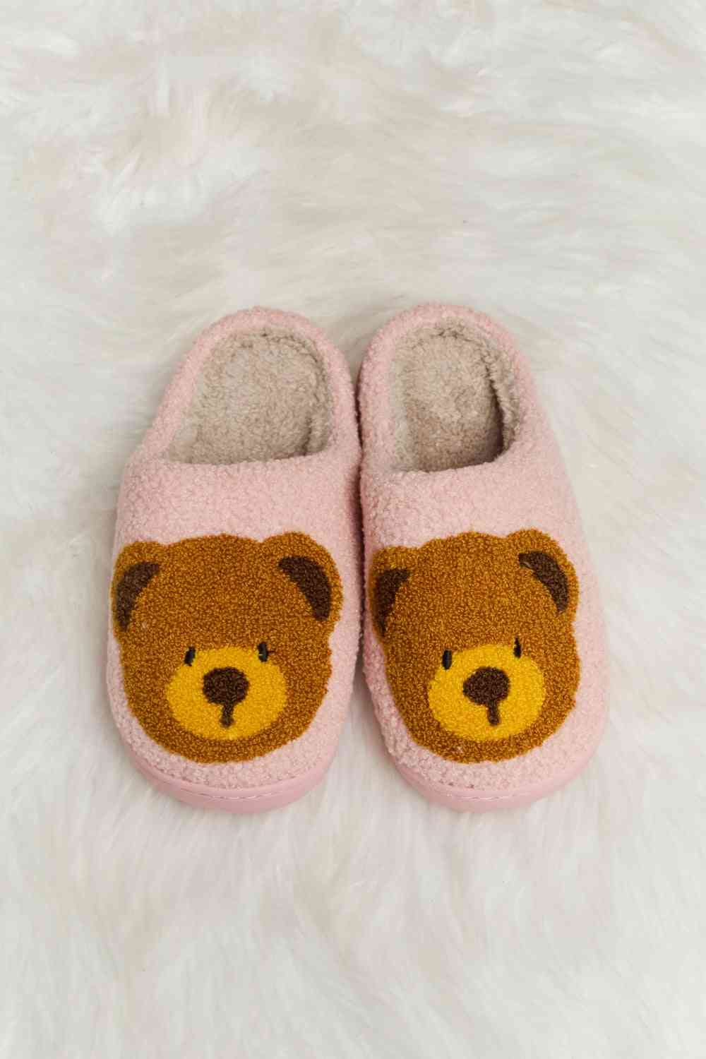 Melody Teddy Bear Print Plush Slide Slippers - T - 6 COLORS -