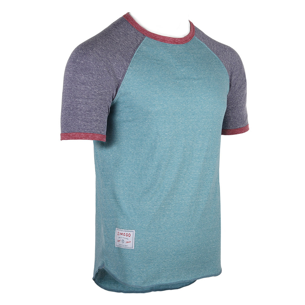 Men's Short Sleeve Classic Retro Contrast Raglan Ringer T-Shirt - 1 COLOR -