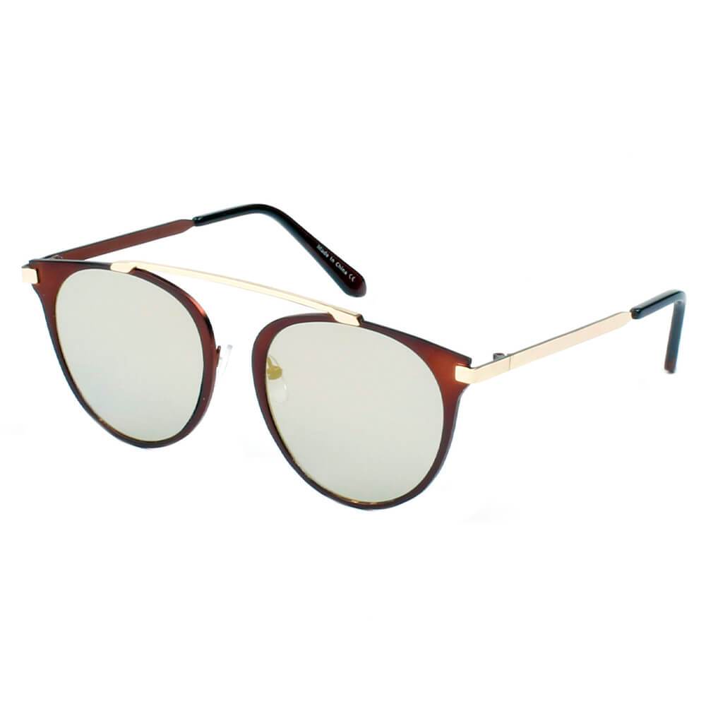 Frisco | A18 - Modern Horn Rimmed Metal Frame Round Sunglasses - 5 COLORS -