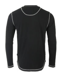 Thumbnail for Mens Long Sleeve Crewneck Oil Wash Vintage Raw Edge Hem  T Shirt - 1 COLOR