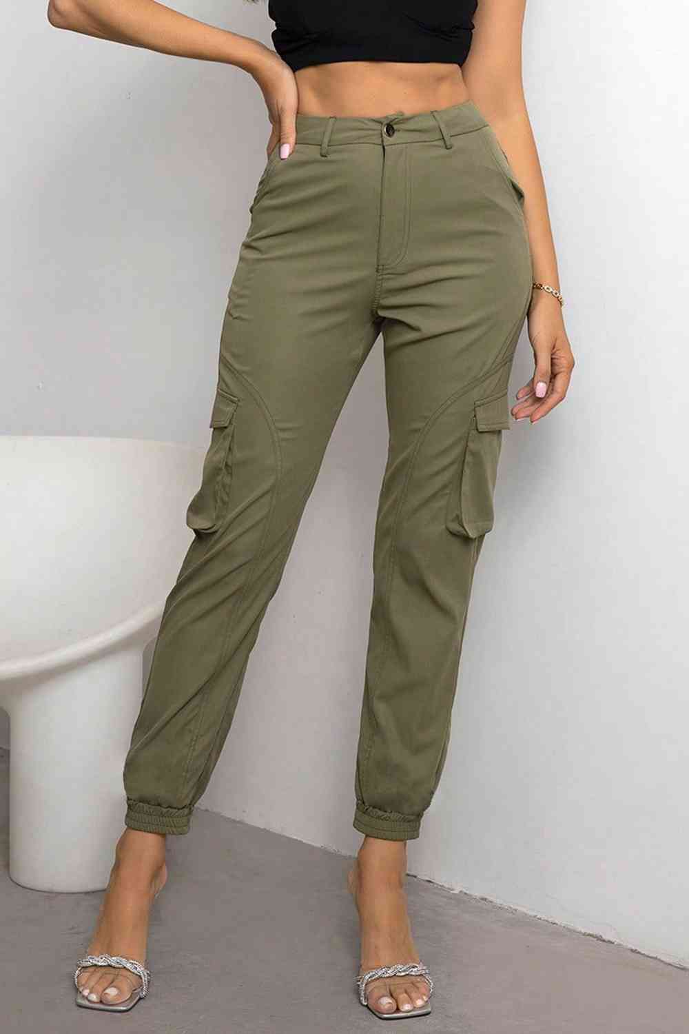 High Waist Cargo Pants - T - 1 COLOR -