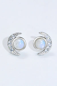 Thumbnail for 925 Sterling Silver Moonstone Stud Earrings - T - 1 FINISH -