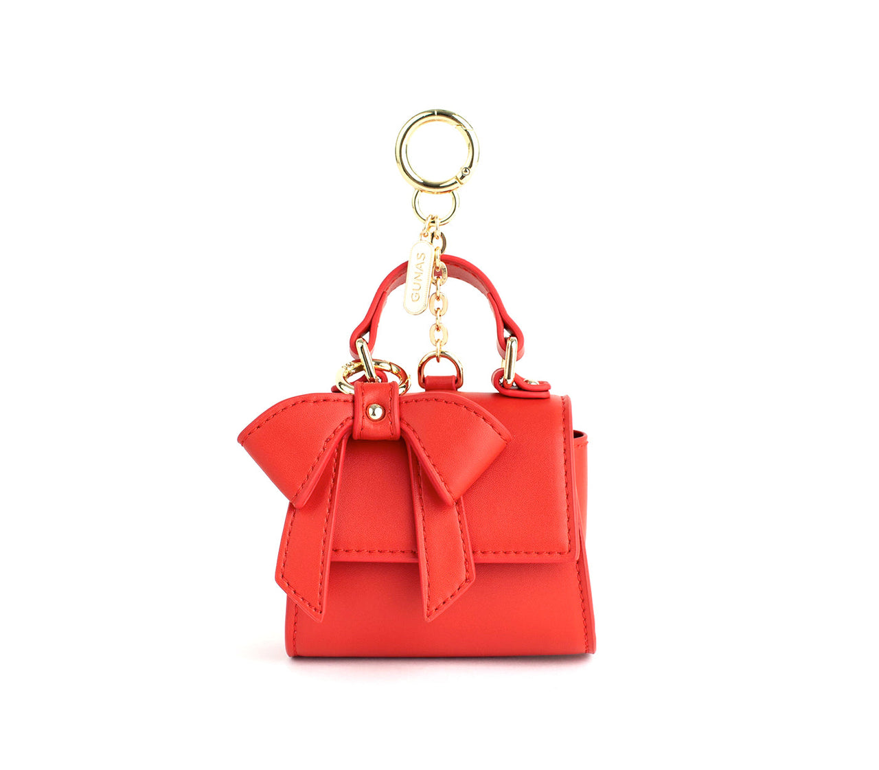 GUNAS NEW YORK - Cottontail Mini - Red Vegan Leather Bag KEYCHAIN - ACTUAL MINI PURSE! -