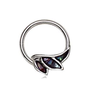 316L Stainless Steel Abalone Shell Angel Wing Snap-In Captive Bead Ring / Septum Ring -