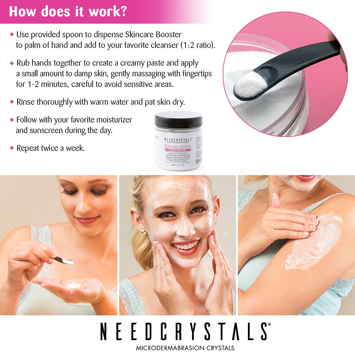 NeedCrystals - Microdermabrasion Crystals DIY Exfoliating Facial Scrub Skin Care, 8 Oz Size 120 Grit -