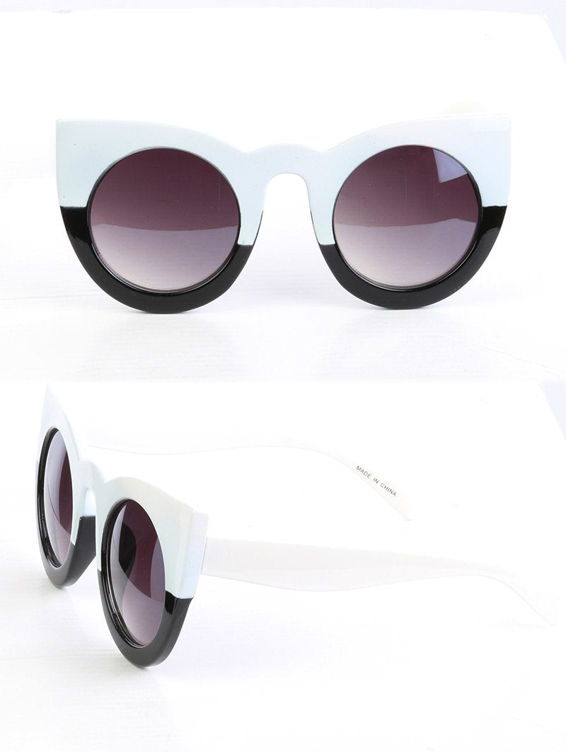 Trendy Colorblock Cateyes Sunglasses - 1 COLOR -