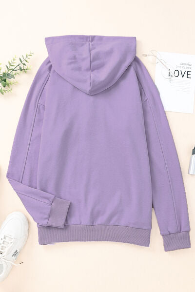 Lace-Up Dropped Shoulder Hoodie - T - 8 COLORS -