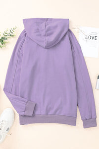 Thumbnail for Lace-Up Dropped Shoulder Hoodie - T - 8 COLORS -